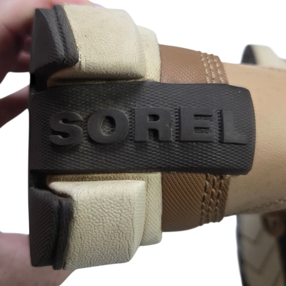 Sorel Women's Explorer 111 Tan Qirh Sea Salt White Fur Winter Boots Size 8.5 - Picture 6 of 8